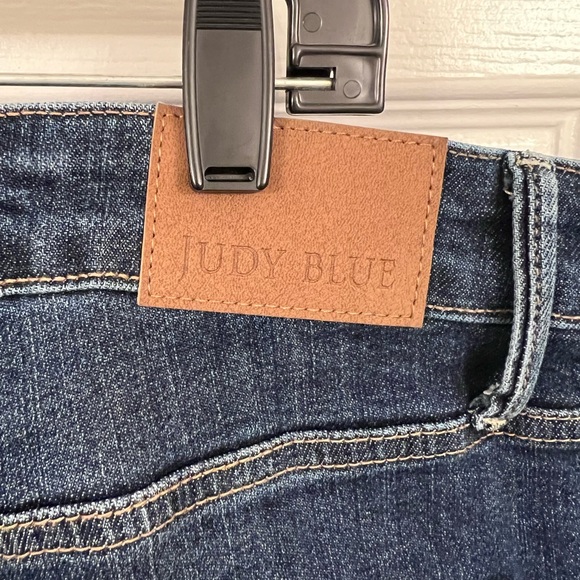 Judy Blue Dark Blue Distressed Flare Jeans - Picture 3 of 6